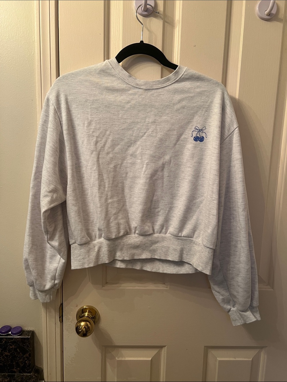 Simons Matching White Lounge Set with Blue Cherries - S/M